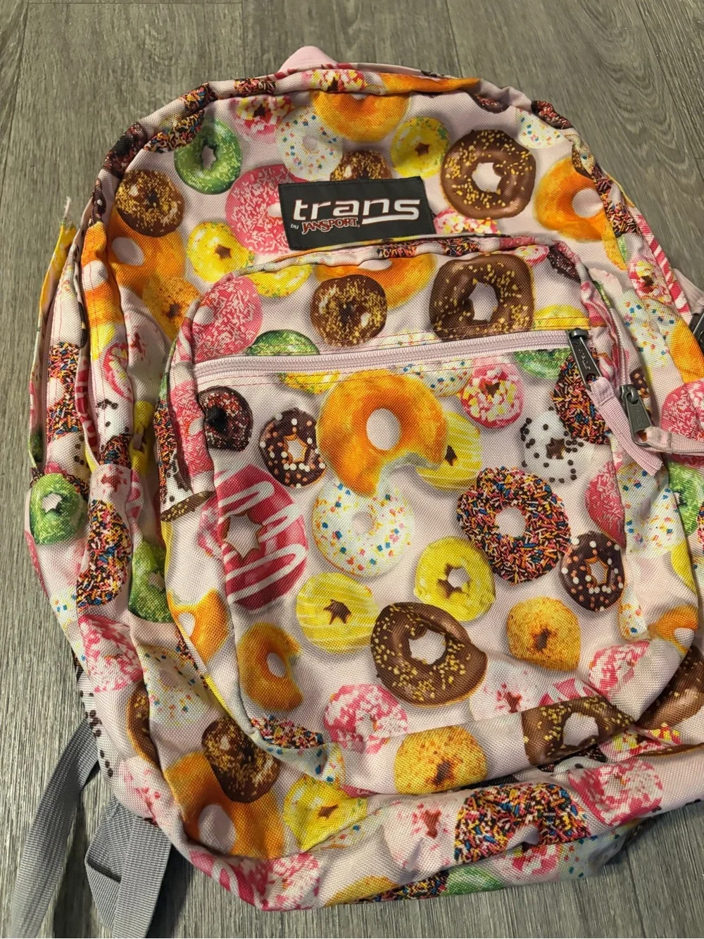 JanSport Trans Donut Print Backpack Pink Kawaii School Book Bag Sprinkle Dounut